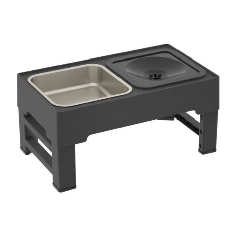 royaluxe -Gamelle Chien Surelevee, 2-en-1 Gamelle Surélevée avec Gamelle d'eau Anti-éclaboussure et Acier Inoxydable, 4 Hauteurs RéGlables pour Petits Chien Chat de Compagnie, Moyens et Grands (1/4)