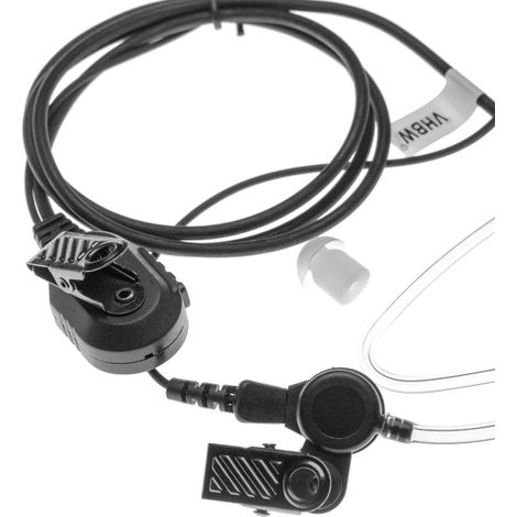 vhbw Headset earpiece compatible with Yaesu VX-428 Radio Walkie Talkie + Push-to-Talk Microphone, Transparent acoustic tube (1/3)