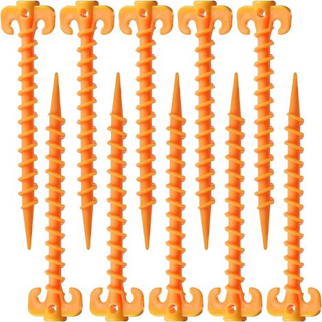 Cheville de tente PP qualité supérieure, piquets de sol 20x4,5cm Ø10, sardines en plastique pour équipement extérieur, fixation corde, camping plage, jungle, boue, jaune (lot) (1/5)