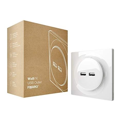 Enchufe USB de pared Fibaro Walli doble puerto 2.4A blanco