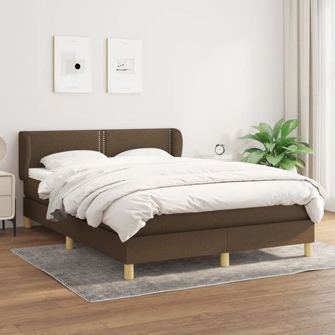 Sommier à lattes de lit avec matelas Marron foncé 140x190 cm (1/5)