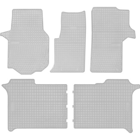 Alfombrillas de goma para coche: furgoneta de reparto Mercedes Crafter II de 2 filas (2016-) - color gris a juego.