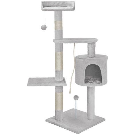 Albero Tiragraffi Gatti Parco Giochi Cuccia Graffiatoio gatto 112cm Grigio Chiar (1/5)