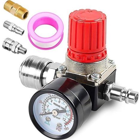 Réducteur de pression 1/4", 3 trous, régulateur de pression, valve de commutation avec manomètre, valve de régulation de pression 175 PSI pour compresseur d'air, compresseur d'air, pressostat (1/4)
