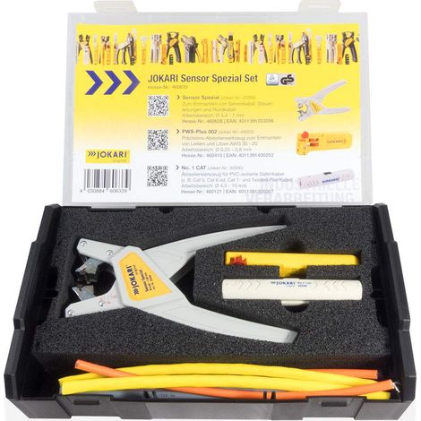 Jokari 460633 - Set di 3 pezzi (pinza spellacavi di precisione, per cavi sensori, conduttori e fili, cavo dati)