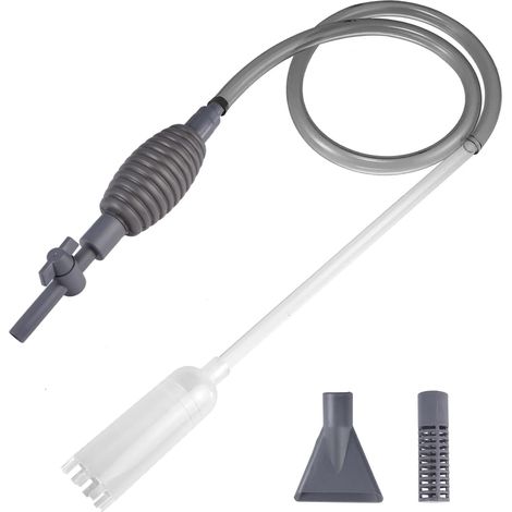 Siphon Aspirateur pour Aquarium avec 3 Embouts Interchangeables (1.7m Tuyau Aspiration) - Kit Nettoyage Complet Professionnel pour Éliminer Sable, Déchets et Eau Sale, Sans Pompe. Idéal pour Aquarium (1/5)