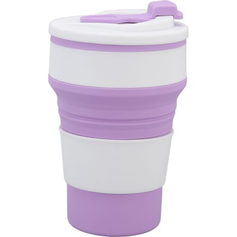 Gobelet pliable en silicone 500ml, résistant à la chaleur, tasse portable pour boire eau et thé, idéal pour voyage d'affaires et extérieur, violet foncé (1/5)