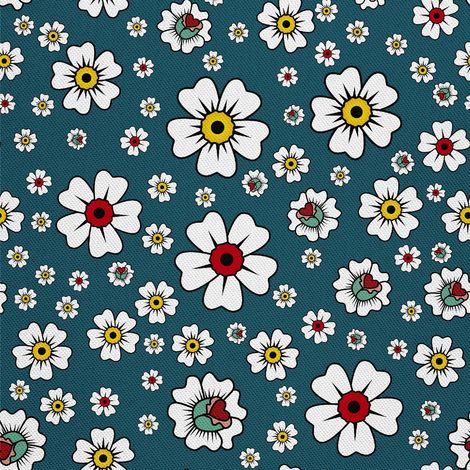 Tela decorativa para exteriores Oxford - motivo floral sobre fondo azul (1/5)