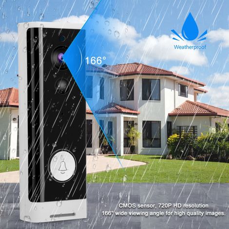 Sonnette vidéo intelligente sans fil Wi-Fi HD 720p avec interphone infrarouge (sonnette Wi-Fi)-AquaForge
