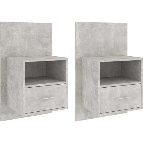 Maison Exclusive - Mesitas de noche de pared 2 unidades color gri (1/5)