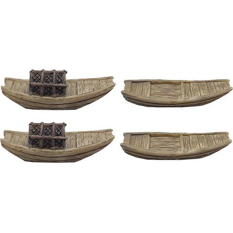 Lot de 4 figurines de bateaux miniatures pour décoration de micropaysage (couleurs assorties)-4x2cm