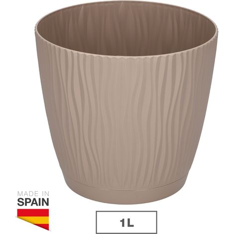 Maceta Oasis con plato integrado Ø130mm Beige (1/4)
