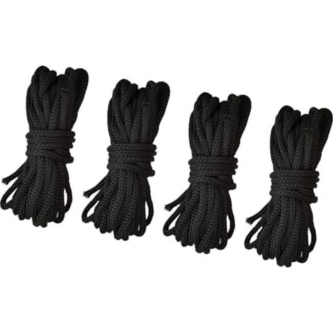 Cordons de filet trampoline – Corde d'arrimage noire, ficelle tressée épaisse  Ensemble pièces rechange comprenant une attache sécurité à haute résistance la traction pour clôt - (1/5)