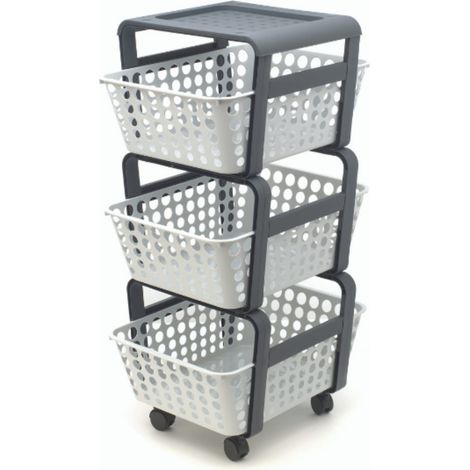 Ecoplast Modula Carrello Portaoggetti (29x41,5x75cm) - Bianco Ghiaccio -