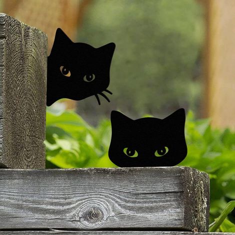 Décorations de chat noir en métal pour jardin, cour, décoration d'intérieur, décoration d'extérieur, décoration d'extérieur, cour, pelouse, cadeau, idéal pour les amoureux des chats, silhouette d'anim (1/4)