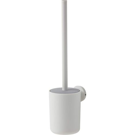 Brosse WC Fermée, Porte-Brosse WC Mural au Design Fermé avec Brosse Noire et Tête Remplaçable, Acier Inoxydable, 9,5 x 38,4 x 11,7 cm, Blanc (1/5)