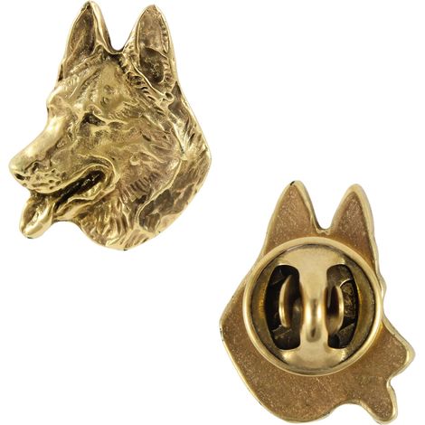 Pastore tedesco, Alsaziano - spilla per cani in una scatola decorativa, elegante spilla placcata in oro, spilla da giacca del marchio Art-Dog (1/5)