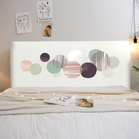 Coperture elastiche per testiera del letto, protezione universale con stampa geometrica, copertura morbida per testiera, protettore antipolvere per decorazione (Sfera, 160 cm) (1/5)