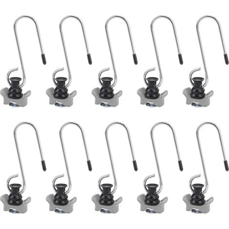 Lot de 10 ancrages pour rail en L avec crochet, fixation à un seul goujon, pour fourgonnettes, camionnettes et remorques. Charge de rupture : 50 kg (110 lb). Gris. (1/5)