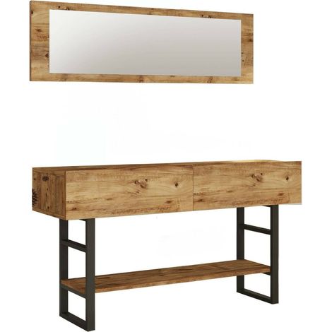 Dmora - Consolle Izo, Tavolo multiuso, Mobiletto d'appoggio, Scrivania da corridoio, 139x43h76 cm, Quercia (1/5)