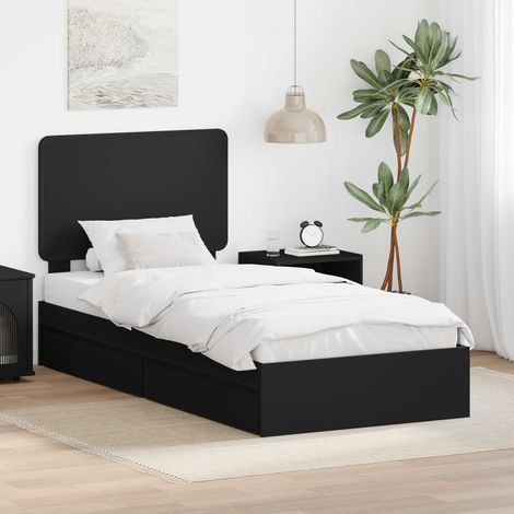 Aufbewahrungsbett Schwarz 90 x 190 cm Holzwerkstoff
