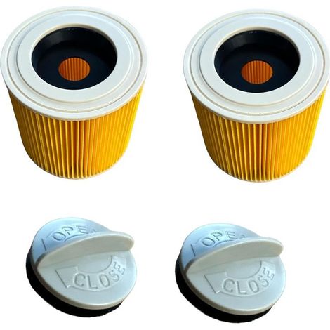Cartouches filtrantes premium [Lot de 2] - Filtres pour aspirateurs eau et poussière Kärcher WD2, WD3, MV2, MV3 Accessoires pour aspirateurs (1/3)