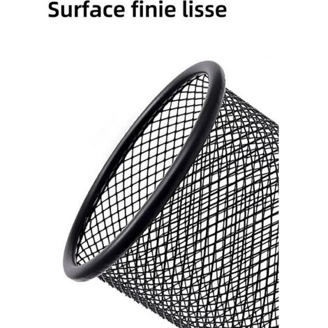 Pot a Crayon Bureau Rond en Maille Métal,Noire,Lot de 4,Multifonction Pot à Crayon,Porte Stylo Organiseur Bureau Grande Capacité (1/5)