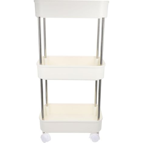 Chariot de rangement mobile multicouche en plastique blanc