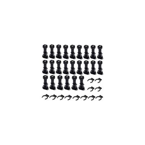 24 piezas de patas de plástico para armarios, pies para muebles, pies ajustables para muebles, pies de plástico negro con base de fijación con clip para muebles de cocina, armarios y sofás - Crezuo