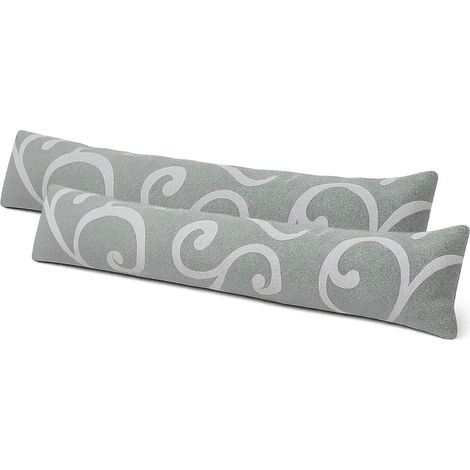2 Paraspifferi per porte e finestre con trama DAMASCATO - lunghezza 100 cm. Para spifferi universale in tessuto cotone - Colore Grigio (1/5)