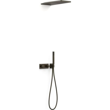 Kit douche robinet thermostatique encastré à 2 voies B‑system Noir Bronze - TRES 30725205KMB
