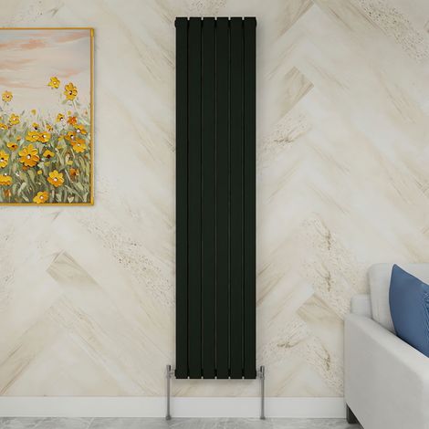 SKY Bathroom 1800x408mm Double Black Vertical Flat Panel Radiator Designer Central Heating Radiator