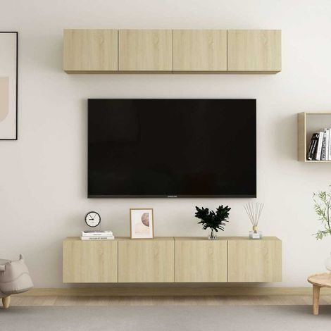 Meubles TV 4 pcs pour Salon - Armoire TV Chêne sonoma 80x30x30 cm Aggloméré BV173748 - BonneVie (1/5)