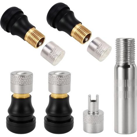 6 pièces Valve tubeless, Adaptateur d’Extension de Valve E-Scooter, kit pour pneus tubeless, facilite Le gonflage et l’Entretien, Compact, pour E-Scooter (1/5)