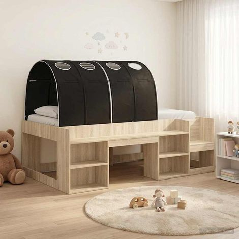 vidaXL Letto con Tunnel 3 pz Rovere Sonoma e Nero Legno ingegnerizzato (1/5)