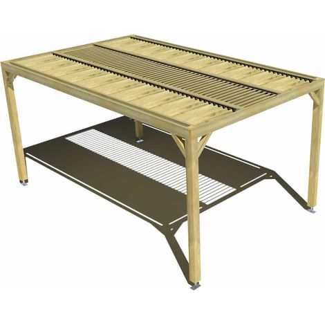 Pergola bois • 3m x 5m • indépendante • sens profondeur • lames orientables bioclimatiques incluses • livraison comprise (1/3)
