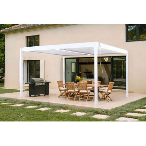 Pergola bioklimatische selbsttragende PIANA 4x3m aus weißem Aluminium (1/5)