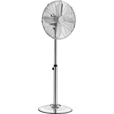 Mophorn Standventilator φ44,5 cm, leistungsstarker Industrie-Ventilator mit praktischem Griff, 75° Oszillation, höhenverstellbar von 88,5 bis 123 cm, robuster Metallbauweise Silber