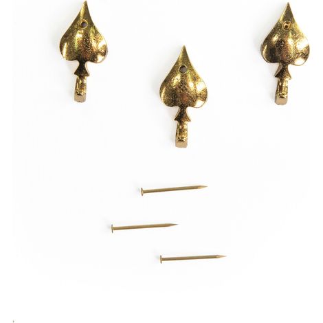 Lupia - Kit 3 Ganci CUORE ORO per Quadri, Specchiere e Cornici, Metallo Dorato, Chiodi per Fissaggio Inclusi, Adatti per tutti gli ambienti, Dimensioni 3,1x1,5 cm (1/2)
