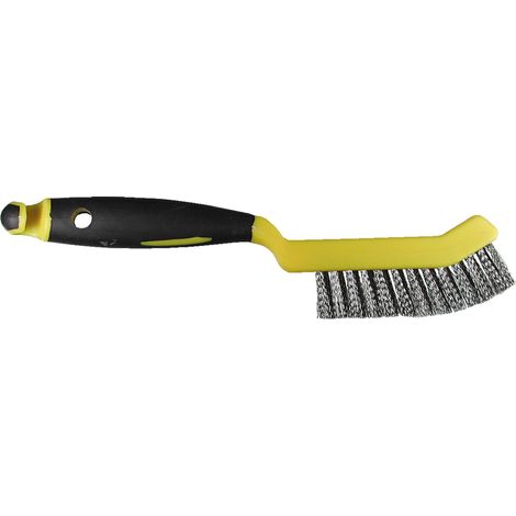 Osborn Bremssattelbürste 245/95, gewellter Stahldraht 0,35 T23 Kunststoffgriff gelb-schwarz / 2 Reihen (1/4)