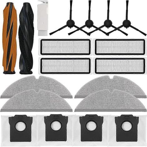 19 pièces pour aspirateur robot Dreame D20 Plus : accessoires, brosses latérales principales, filtres, lingettes de nettoyage et sacs à poussière. (1/5)