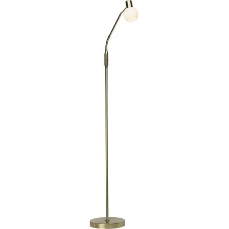 BRILLIANT Lampe Philo LED Standleuchte 1flg messing gebürstet/weiß 1x LED-D45, E14, 4W LED-Tropfenlampe inklusive, (450lm, 2700K) Mit Kippschalter (1/4)