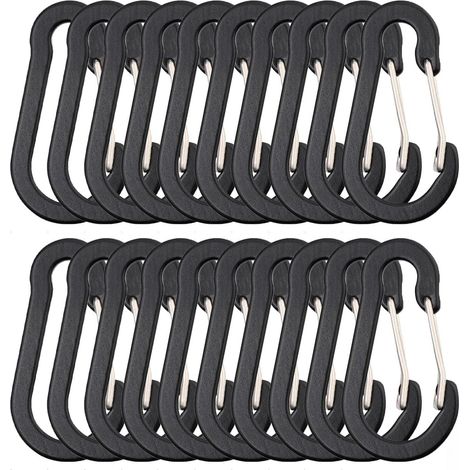 20er-Pack Karabiner – 50 mm – Schwarz eloxiertes Aluminium – Multifunktionale, sichere Befestigung – Wandern, Camping, Alltag – Kompakte Größe (1/5)