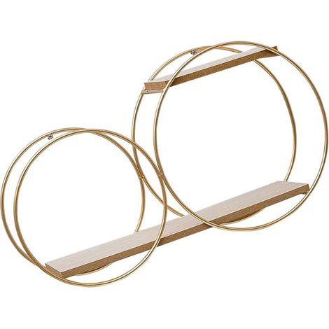Étagère Murale Ronde en Métal Doré pour Décoration Intérieure, Support Suspendu Design Simple, Rangement Supplémentaire pour Petites Objets en Chambre Cuisine (1/5)