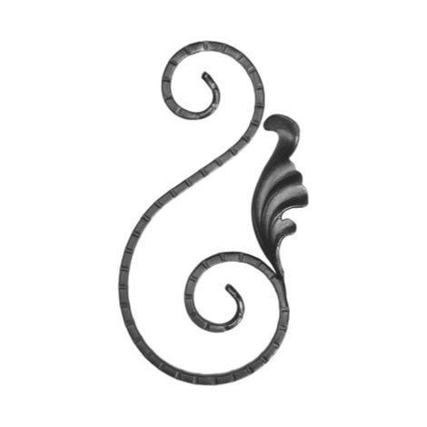 Riccio  a S irregolare - Altezza 230 mm Larghezza 120 mm Piatta martellato 14x6 mm - Modello sinistro - Ferro battuto - Saldatura