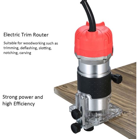 Tondeuse électrique 220 V 800 W 30 000 tr/min avec base transparente et guide de bord pour bois et stratifiés, compacte, portative, filaire, pour le travail du bois, la découpe (1/4)