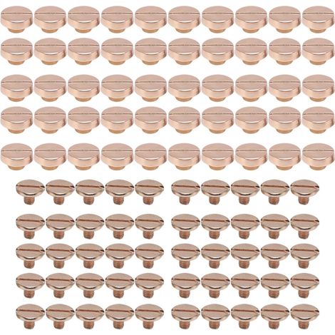50 Set Vis à Rivets de Reliure Attaches en Métal à Fente Plate pour Sangle de Ceinture Collier Livre Artisanat en Cuir Doré 8 mm (1/5)