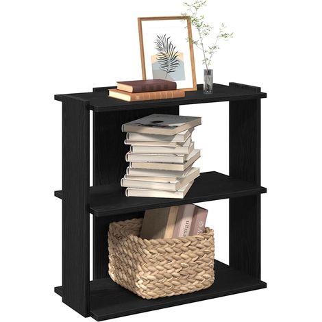 vidaXL Bookcase 3-Tier Black 60x30x80 cm Engineered Wood (1/5)