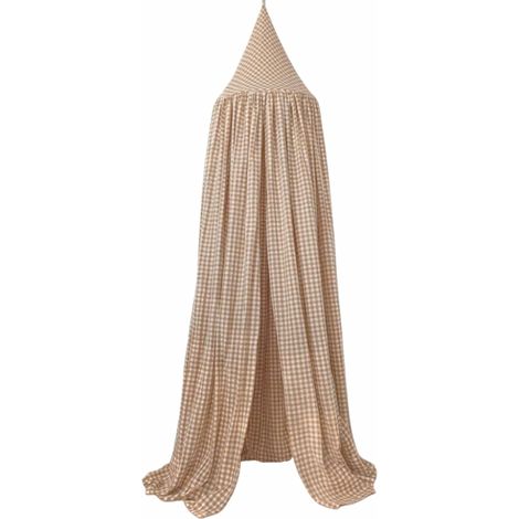 Bed Canopy Neutral Beige Check Pattern for Nursery Cotton Tent for Cot Beds and Crib Reading Corner Playground (1/3)