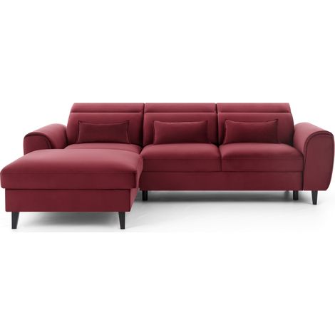 Canapé d'angle convertible rouge angle gauche 4 places FABLE (1/5)